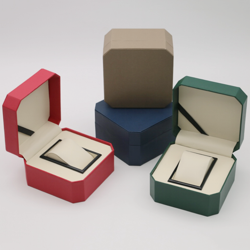 高级针织纹翻盖八角表盒工厂批发