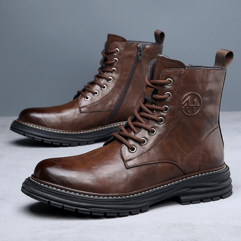 高端头层牛皮马丁靴男款真皮2024新款春秋款英伦风切尔西增高加绒