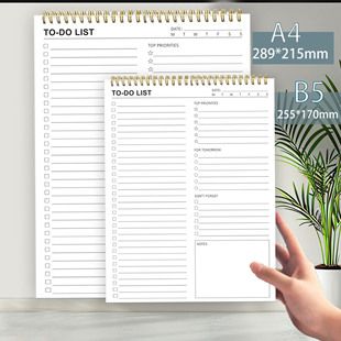 B5线圈本英文日程本学生时间计划本每日时间管理本记事本子