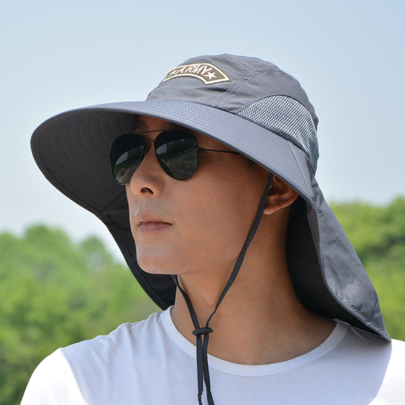 ARMY 遮阳帽钓鱼帽渔夫帽男士防晒户外帽男夏季防晒披肩太阳帽子
