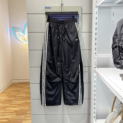 三叶草女子梭织珠饰点缀宽松阔腿运动裤KS2865 2866