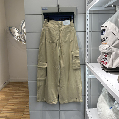 三叶草女子工装风宽松大口袋收口运动阔腿裤长裤IA7510 7511