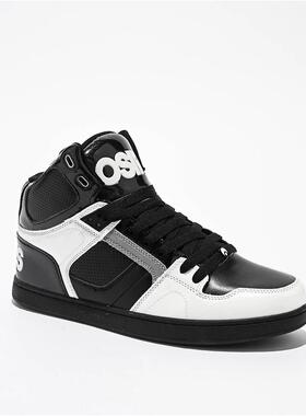 代购Osiris高帮板鞋黑白配色潮流印花舒适防滑男士运动鞋