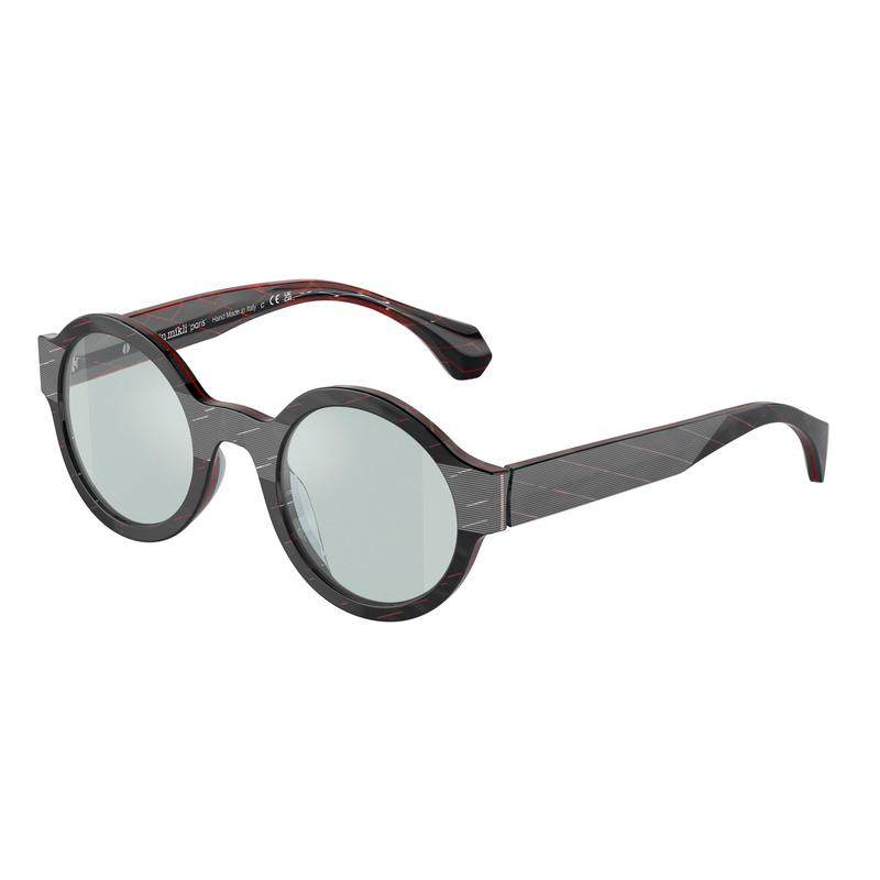 代购Alain Mikli男女眼镜架圆形全框黑色菱形纹渐变色镜片