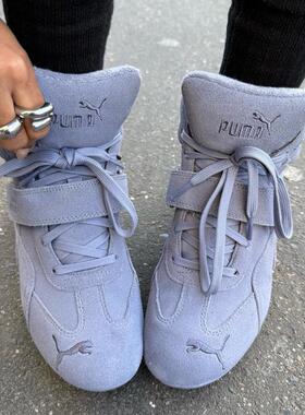 代购Puma Speedcat Wedge Tonal彪马蓝灰反毛皮坡跟运动休闲鞋女
