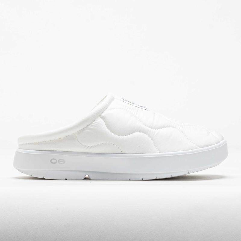 代购Oofos女士拖鞋缓震保暖减压防臭白色轻量绗缝设计厚底