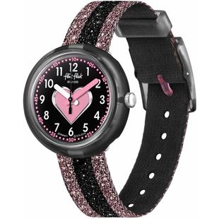 代购Swatch斯沃琪炫彩闪钻防水石英儿童腕表mm黑色表盘米防水