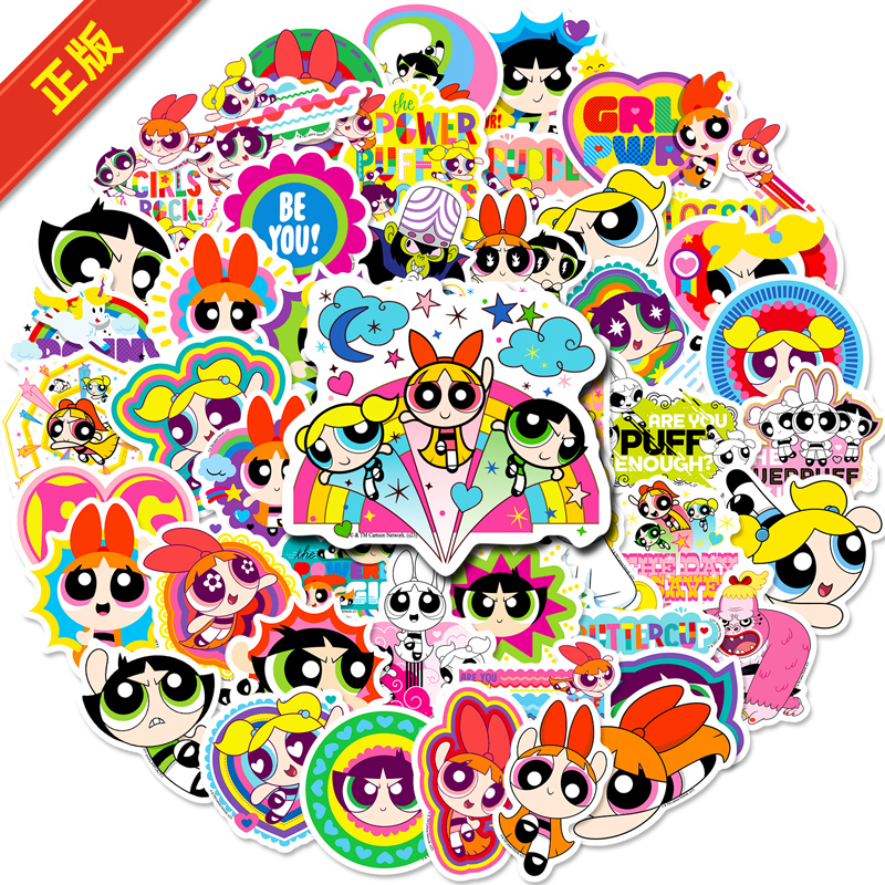 50张正版飞天小女警动漫周边贴纸儿童学生可爱风卡通贴画个性装