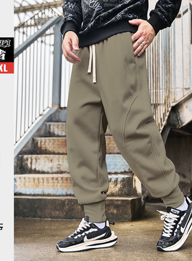 纺布者潮牌大码男装320G重磅美式运动裤宽松束脚卫裤休闲长裤男
