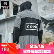 Dệt Tide thương hiệu kích thước lớn nam béo sọc thêu khâu áo len nam trùm đầu cộng với phân bón để tăng áo lỏng - Cực lớn