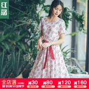 Red Nian Womens Summer 2019 Váy thời trang mới A Eo Eo Khí chất mỏng Nhỏ Đầm cổ chữ V tươi - váy đầm