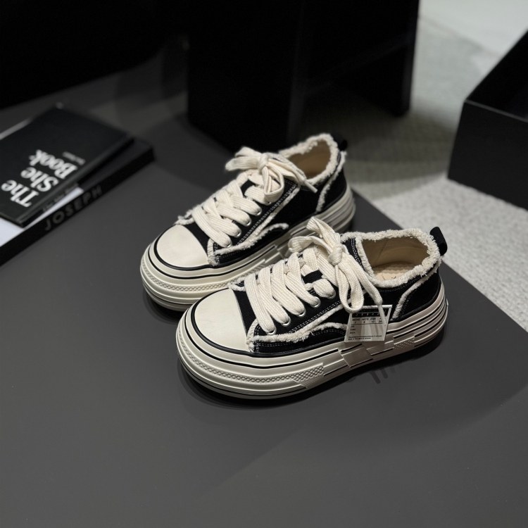 擦色复古帆布鞋2026春厚底系带板鞋吴建豪同款乞丐鞋轻便青年女鞋,女鞋,时尚休闲鞋,淘宝优惠券,粉丝福利购,淘宝优惠卷