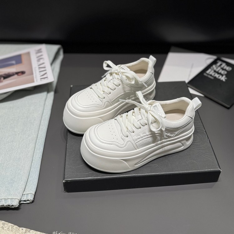 松糕厚底小白鞋2026春真皮时尚板鞋百搭轻便休闲鞋青年增高女鞋潮,女鞋,时尚休闲鞋,淘宝优惠券,粉丝福利购,淘宝优惠卷