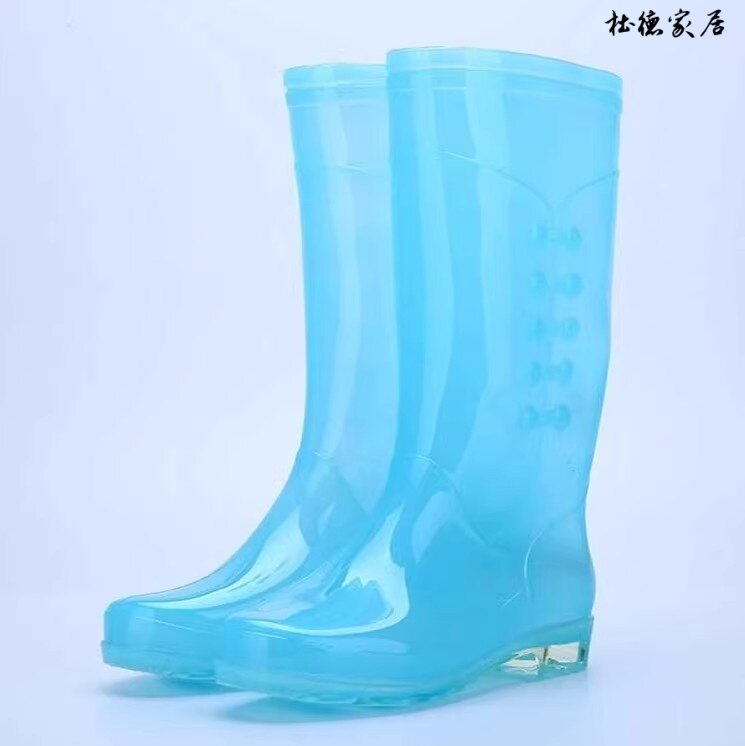 WEAR-RESISTANT MID-TUBE WARM ADULT TREND SIMPLE WOMENS WATER SHOES NON-SLIP LARGE SIZE COMFORTABLE FLAT-BOTTOMED STUDENT RUBBER RAIN BOOTS