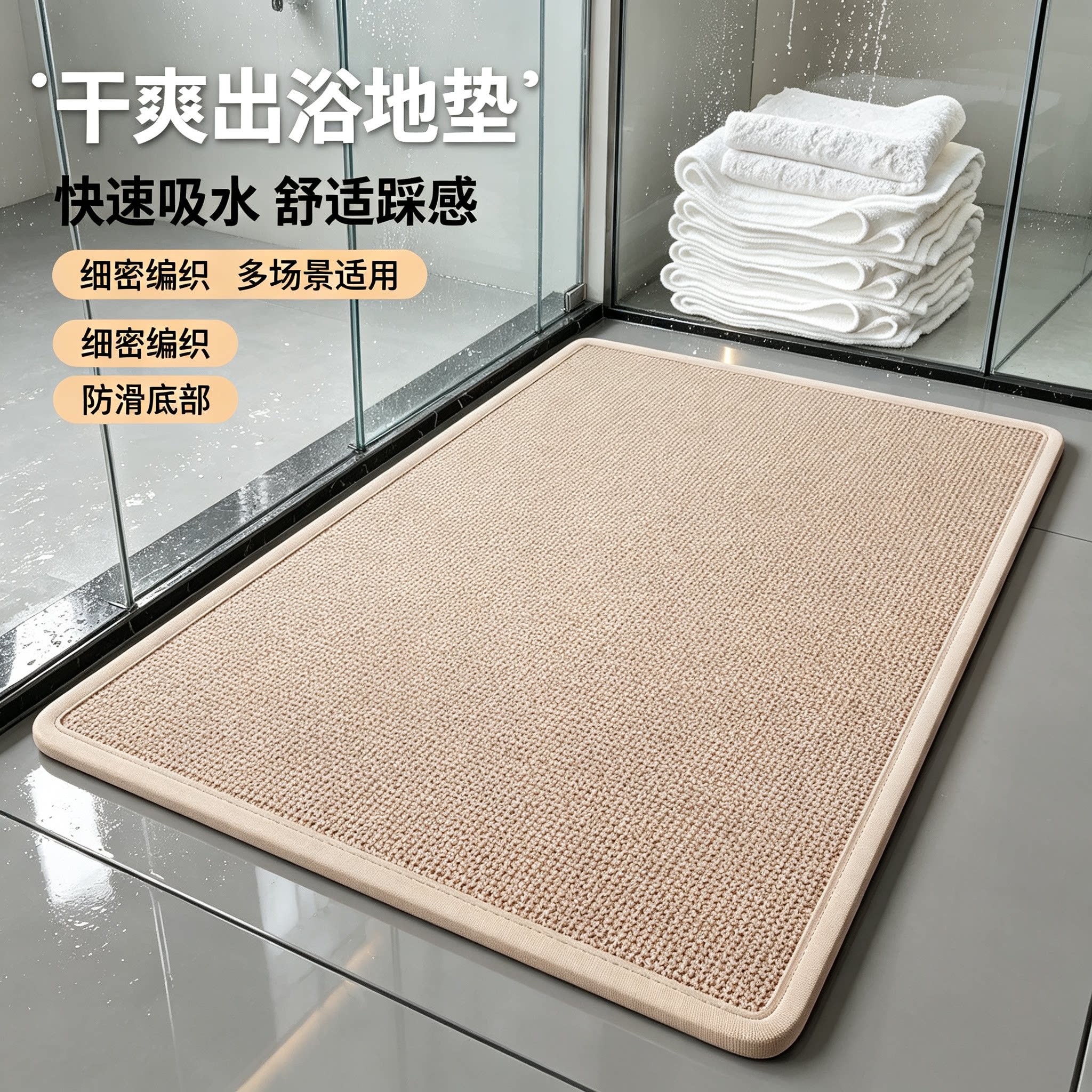 家用仿麻浴室地垫吸水防滑门口脚垫卫生间进门可定制耐磨踩脚地垫