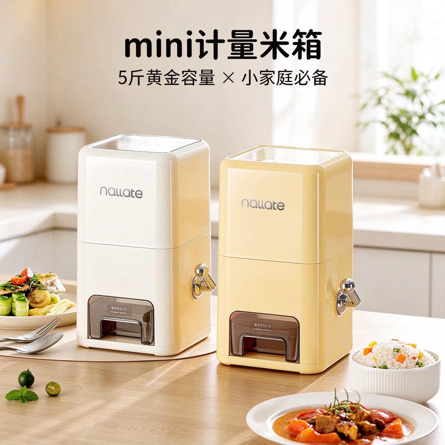 mini 计量米箱 5 斤装 密封防虫家用定量出米杂粮收纳米桶小家庭