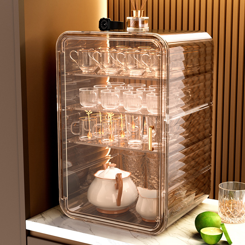 杯子收纳架家用桌面大容量茶杯茶具防尘置物架婴儿奶瓶餐具收纳柜