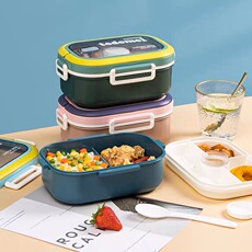 Питание коробки 双层饭盒微波炉专用盒塑料食品盒lunch box便当盒带餐具沙拉餐盒