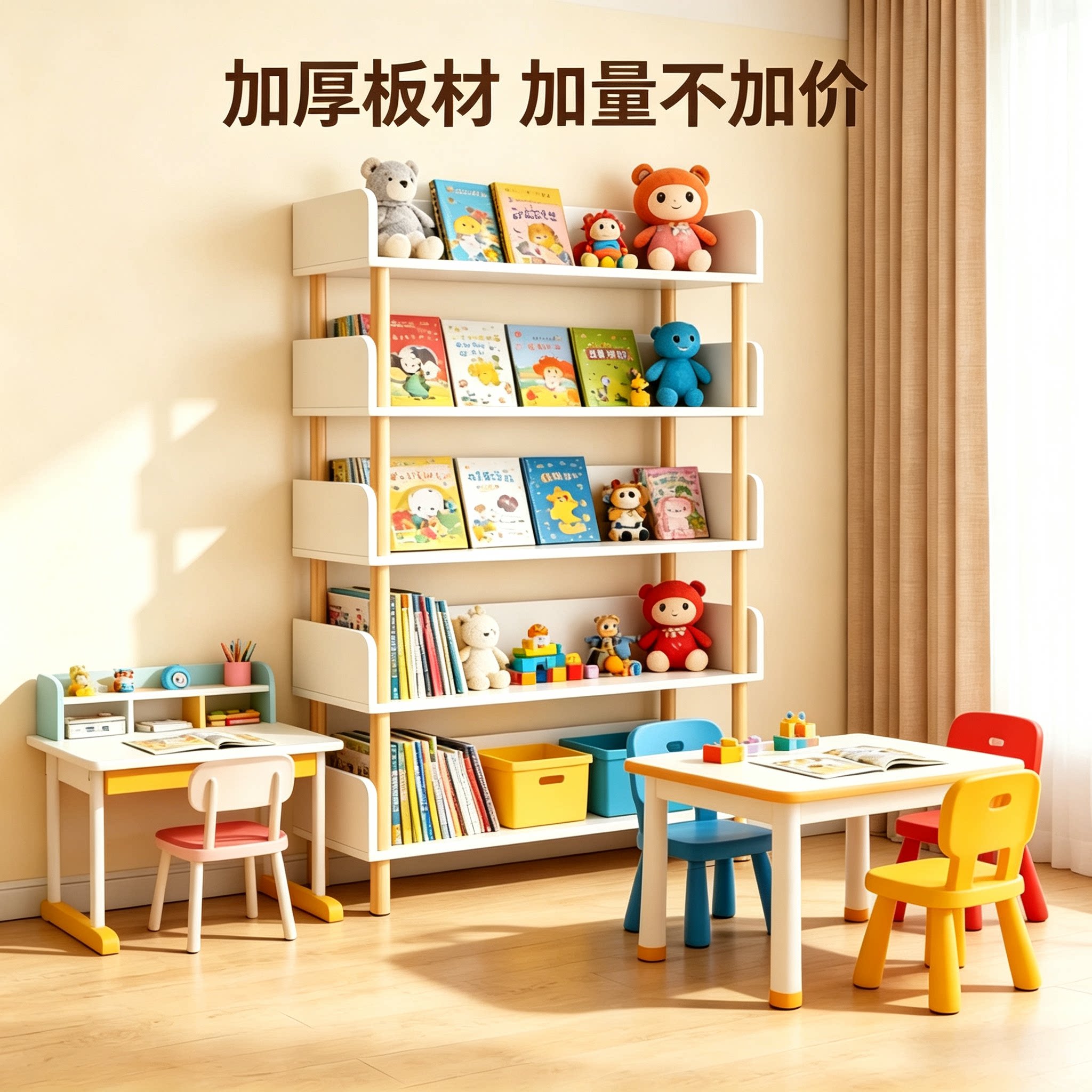 儿童书架落地多层绘本收纳架家用宝宝玩具置物架简易书柜省空间
