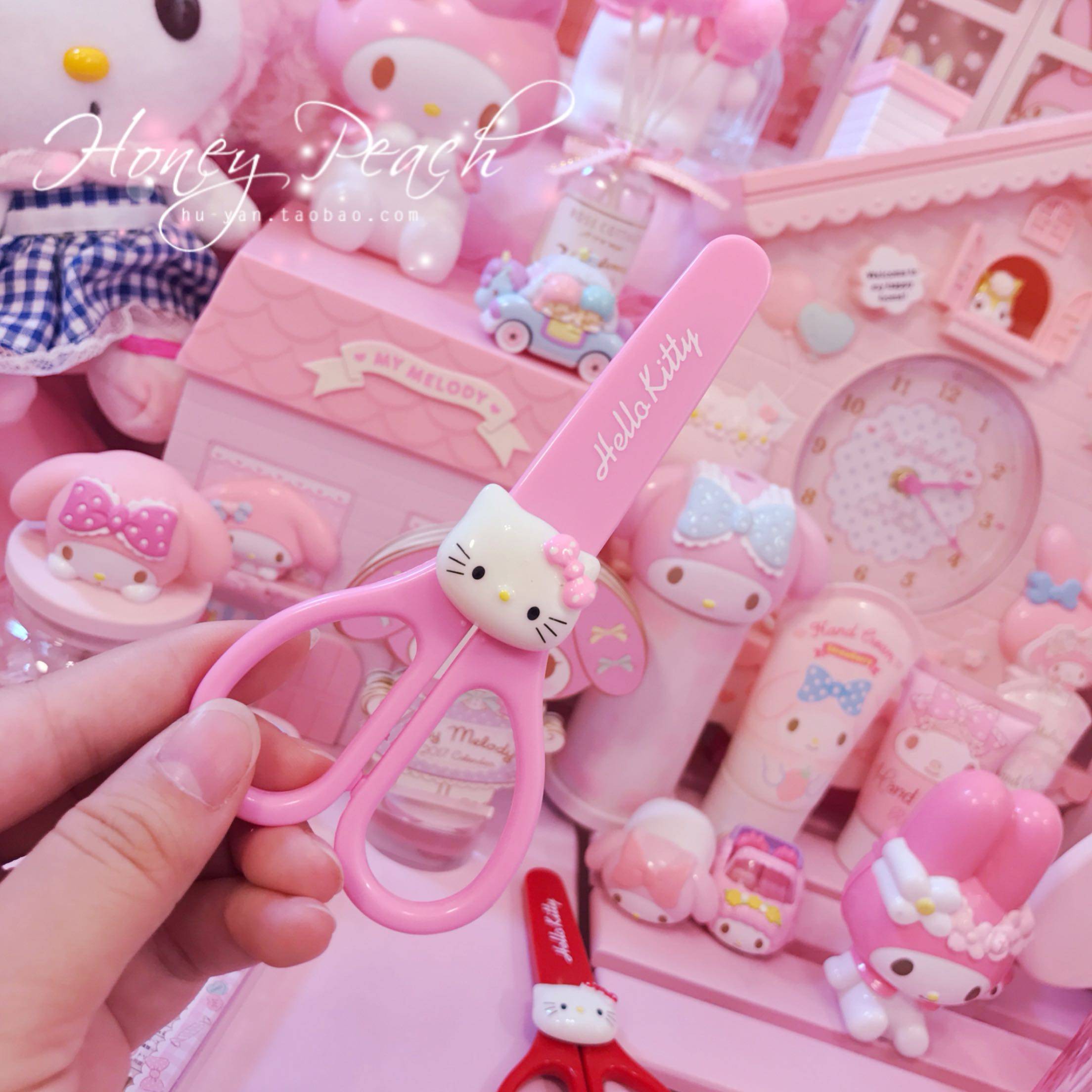 헬로키티 헬로키티 어린이 장난감 가위 플라스틱 가위 학생 안전 미술 가위 첨부 가위 세트