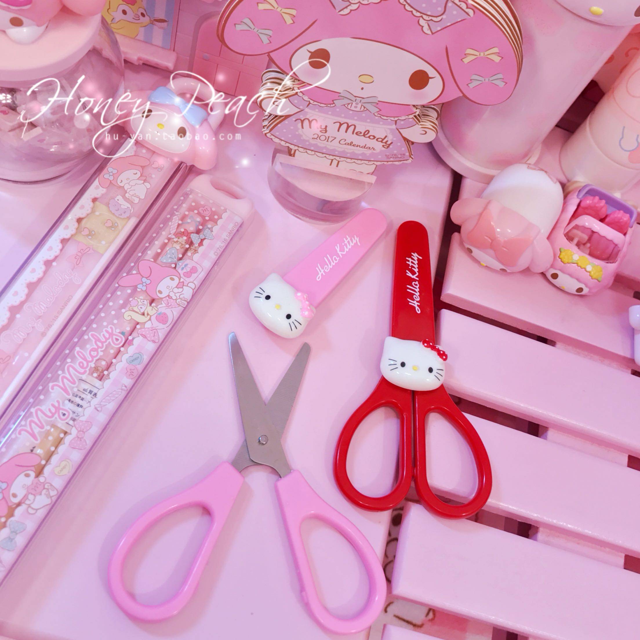 헬로키티 헬로키티 어린이 장난감 가위 플라스틱 가위 학생 안전 미술 가위 첨부 가위 세트