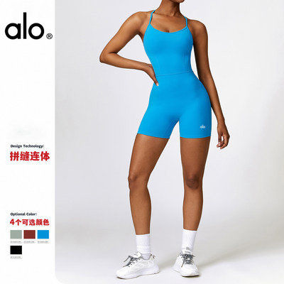 Alo yoga美背瑜伽服套装女裸感专业健身服运动紧身短裤提臀连体衣