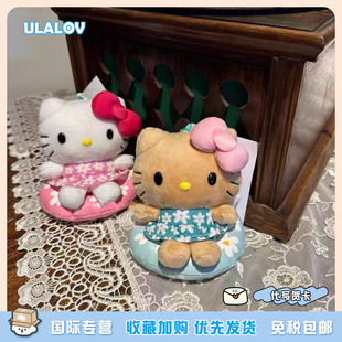 日本ULALOV黑皮kt夏威夷游泳圈凯蒂猫包包可爱挂饰毛绒玩偶小挂件