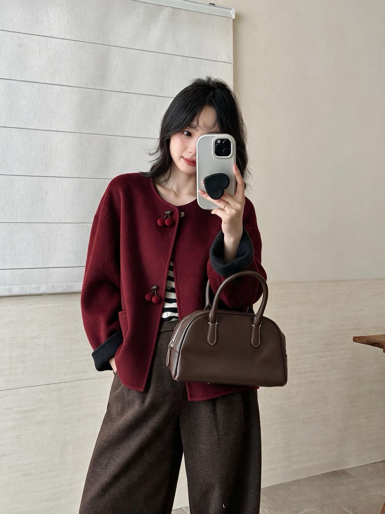 【源头工厂店】樱桃款羊毛羊驼大衣女短款时尚百搭羊毛呢子外套