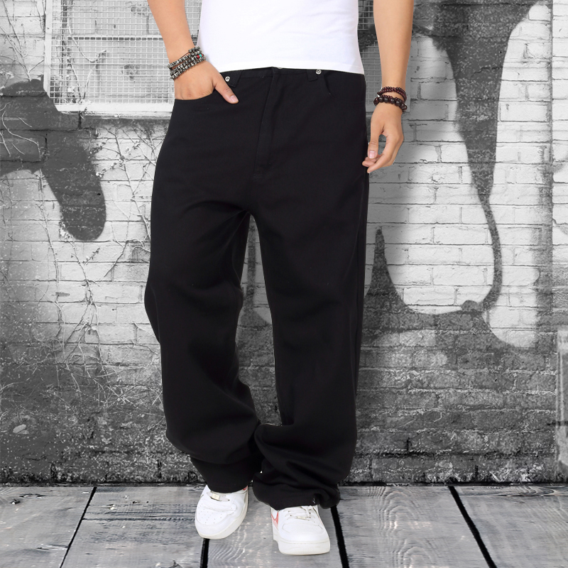 嘻哈牛仔裤男宽松直筒阔腿裤子潮男大码男裤街舞滑板裤胖子肥佬裤