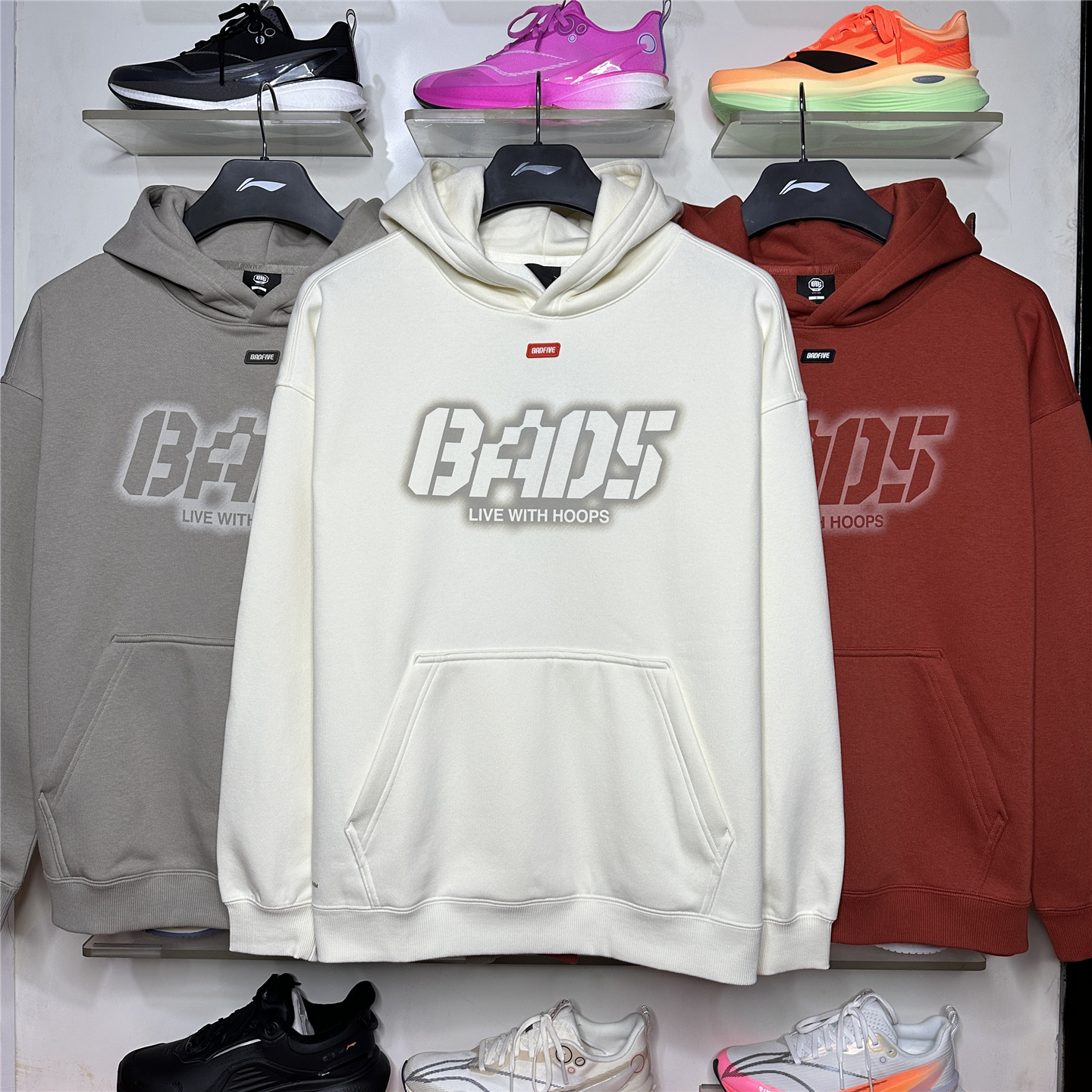 李宁连帽卫衣男加绒保暖宽松上衣