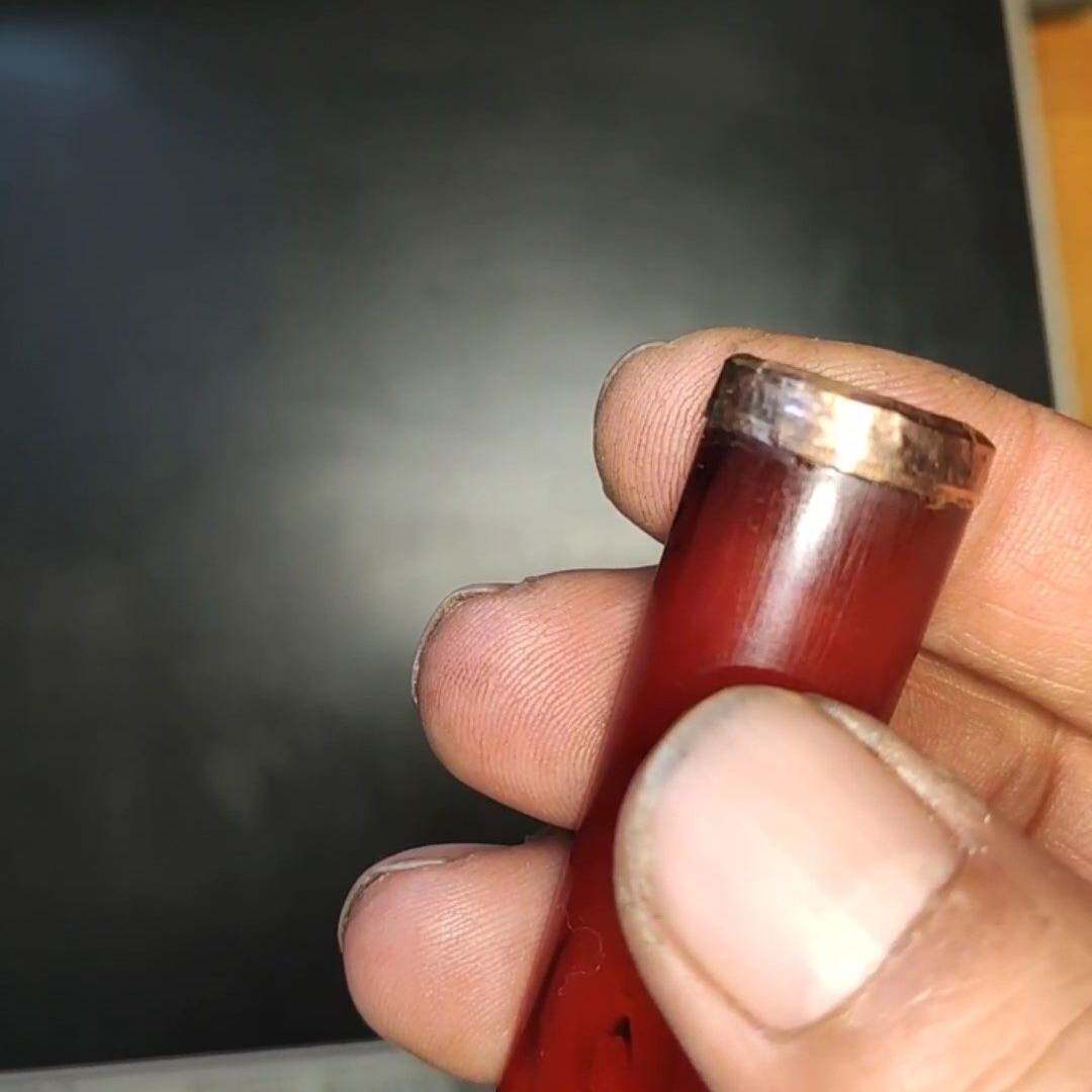 可维修琥珀烟嘴 蜜蜡烟嘴 镶金口9CT,总长66毫