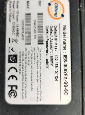 可维修台湾Oring工业交换机，型号IES-3062FX-SS，
