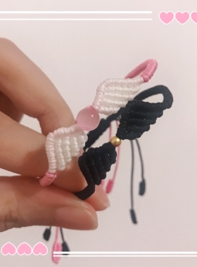 守护之翼手绳日韩黑白纯手工编织