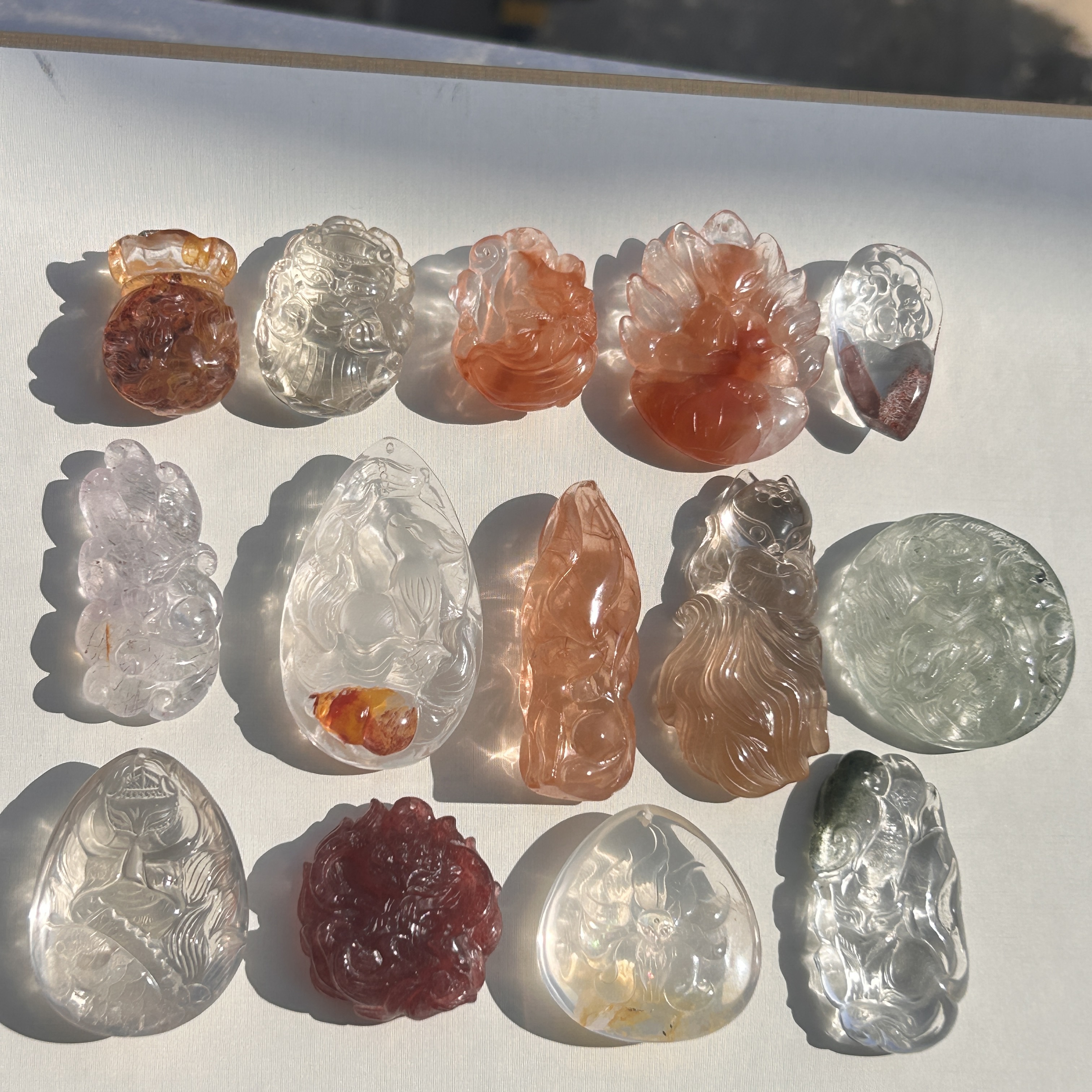 现货特价天然水晶兔毛幽灵 发晶 粉晶 紫水晶九尾狐吊坠项链捡漏