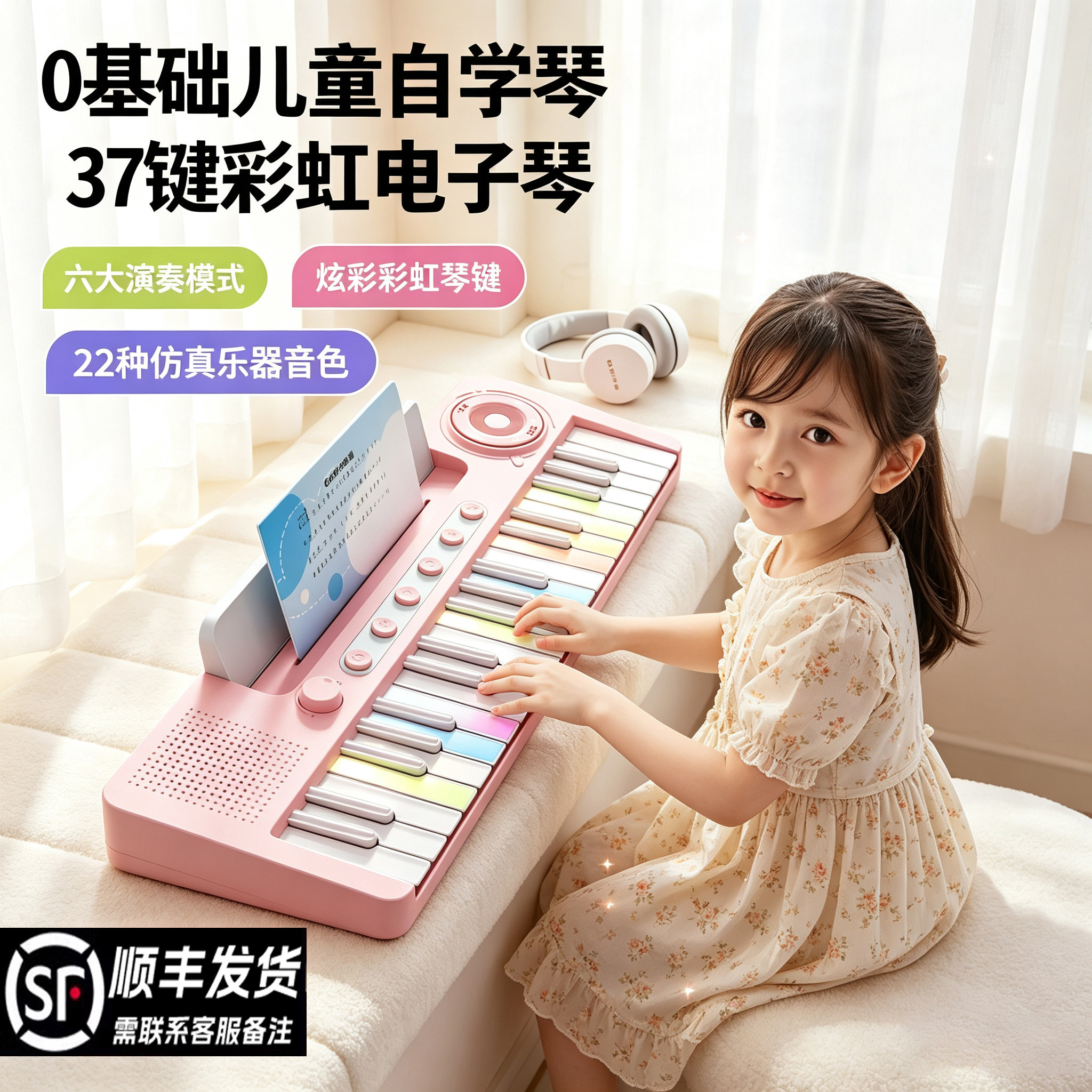 彩虹电子琴礼物女孩入门可弹奏