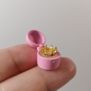 娃屋迷你微缩珠宝黄金玉石珐琅戒指手镯首饰盒套装道具场景摆件