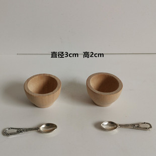 迷你厨房微缩食玩小木碗迷你厨房娃娃屋配件儿童玩具鸟蛋窝