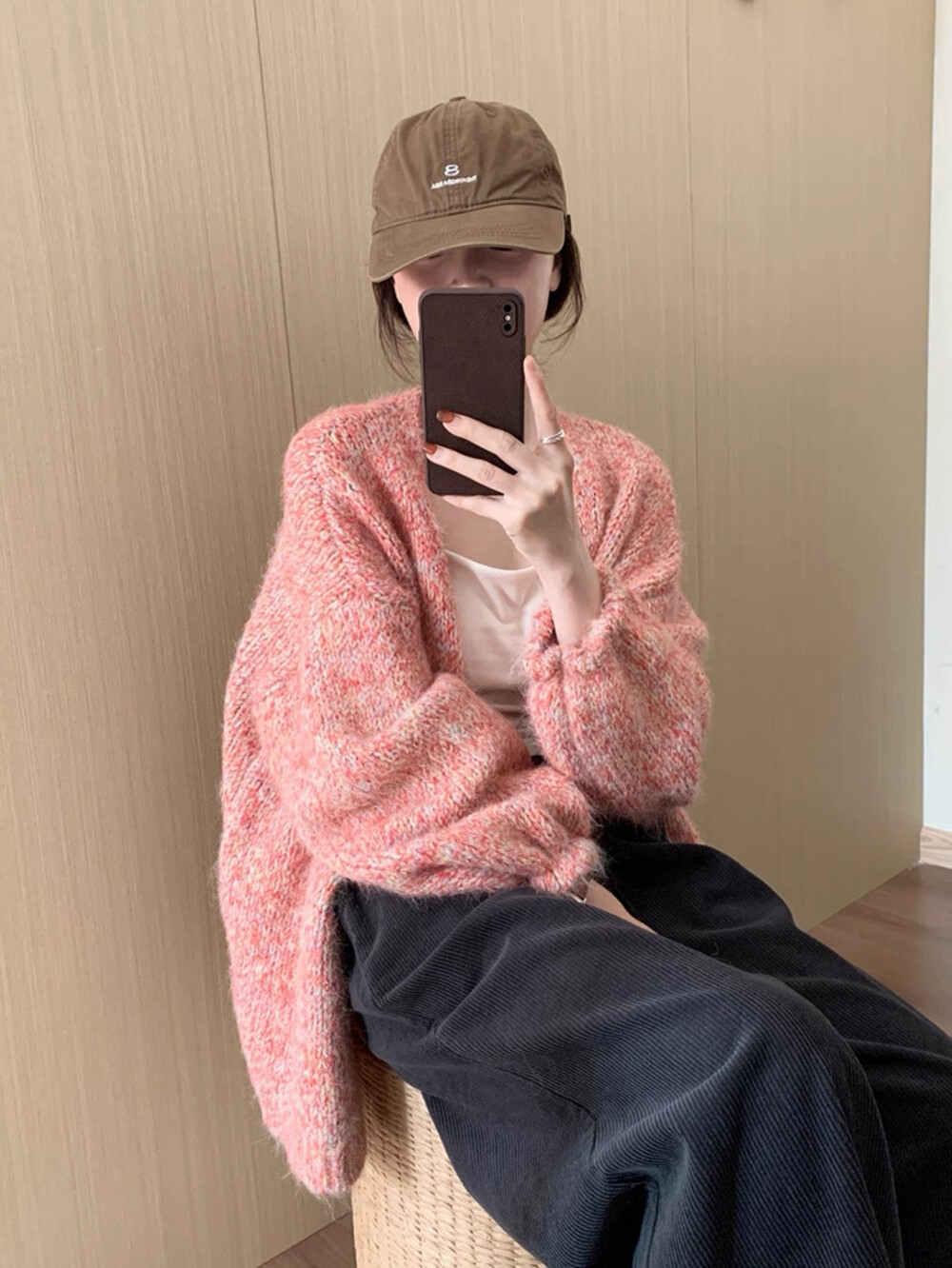 气质花线慵懒风开衫秋冬韩版宽松显瘦减龄简约风上衣针织开衫