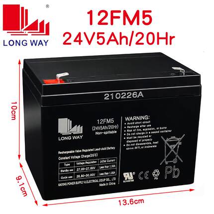 LONGWAY龙威24V5AH铅酸蓄电池12FM5拉杆音响音箱电瓶儿童车卡丁车