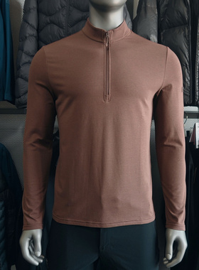 牧高笛25款立领半开胸贴身抓绒衣运动长袖弹力男打底衫ZM25304001