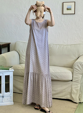 自带凉感2025新款可外穿睡裙女背心裙加长款到脚踝棉绸睡裙
