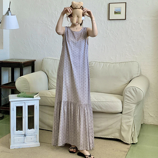 自带凉感2025新款可外穿睡裙女背心裙加长款到脚踝棉绸睡裙