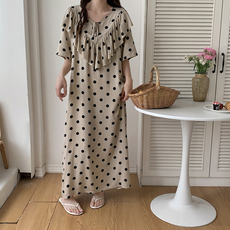 可外穿睡裙女士夏季超薄加长到脚踝长裙防凸点免穿内衣睡裙睡衣