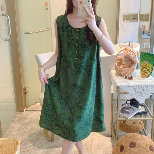 无袖睡裙女夏季超薄棉绸背心裙连衣裙子可外穿家居裙可爱日系