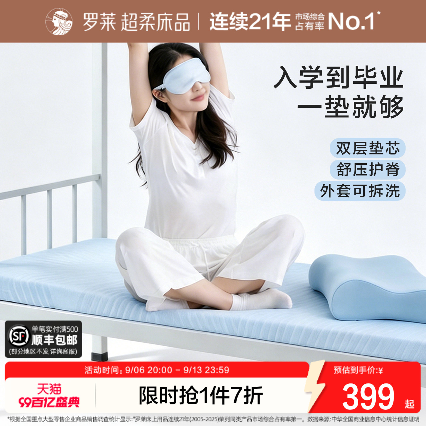 罗莱记忆棉床垫褥子学生宿舍租房图片