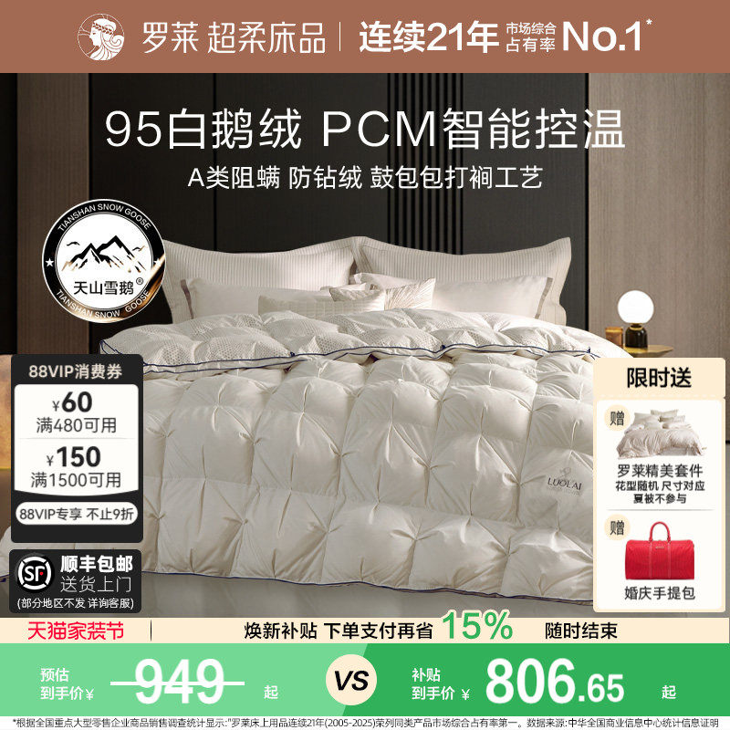 罗莱95鹅绒被冬被PCM智能控温图片