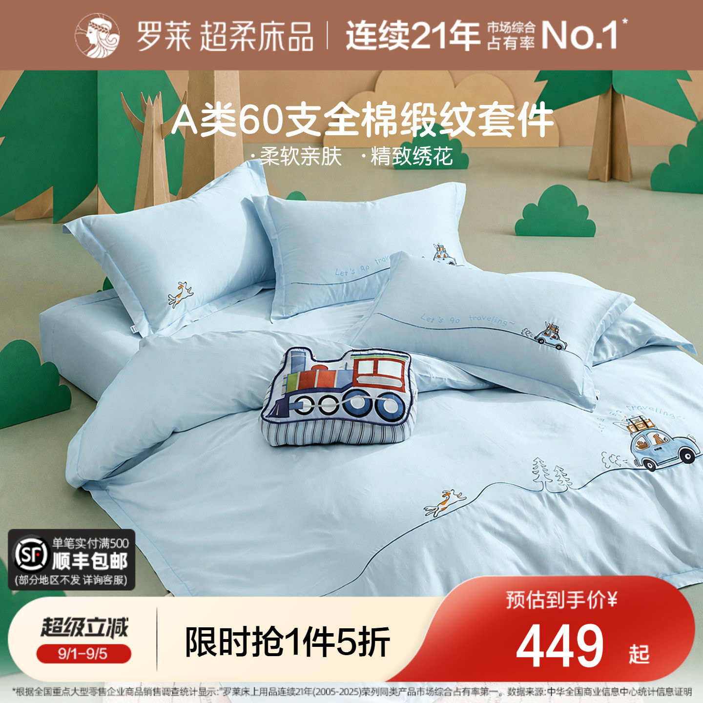 罗莱儿童60支全棉贡缎四件套A类图片