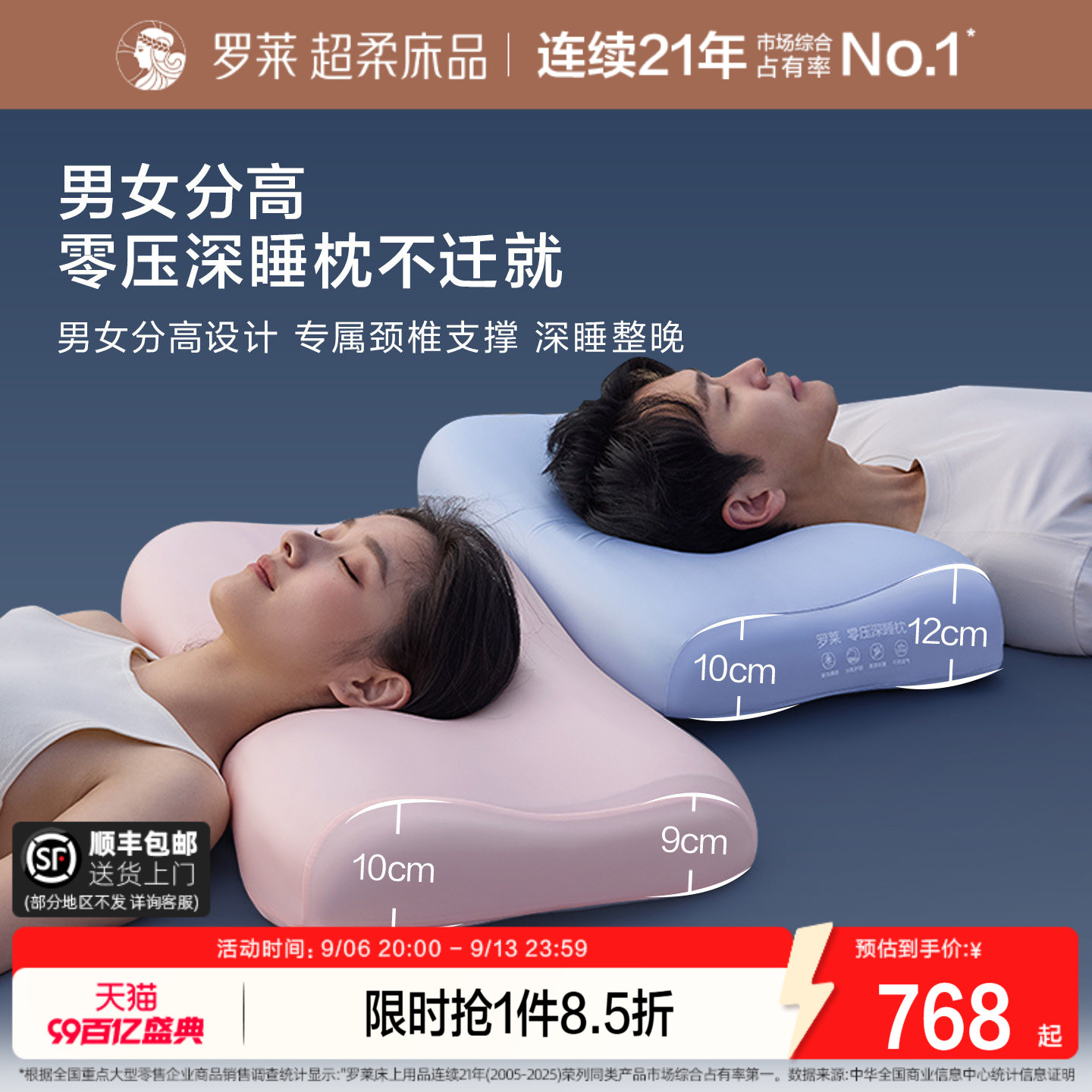 罗莱深睡枕记忆棉家用枕芯图片