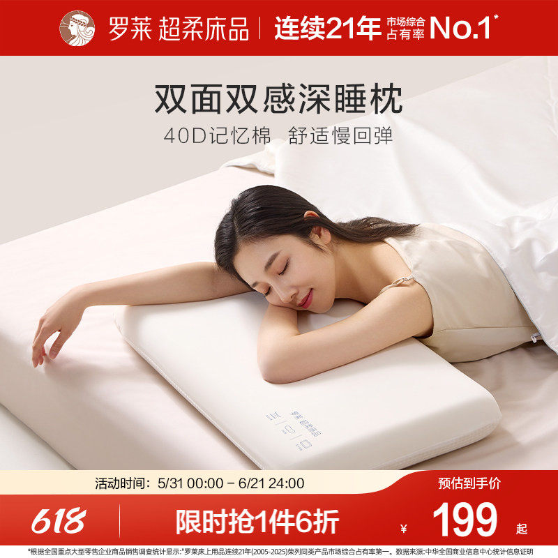 罗莱家纺记忆棉枕头护颈椎辅睡眠枕儿童成人枕芯家用单只加大加宽