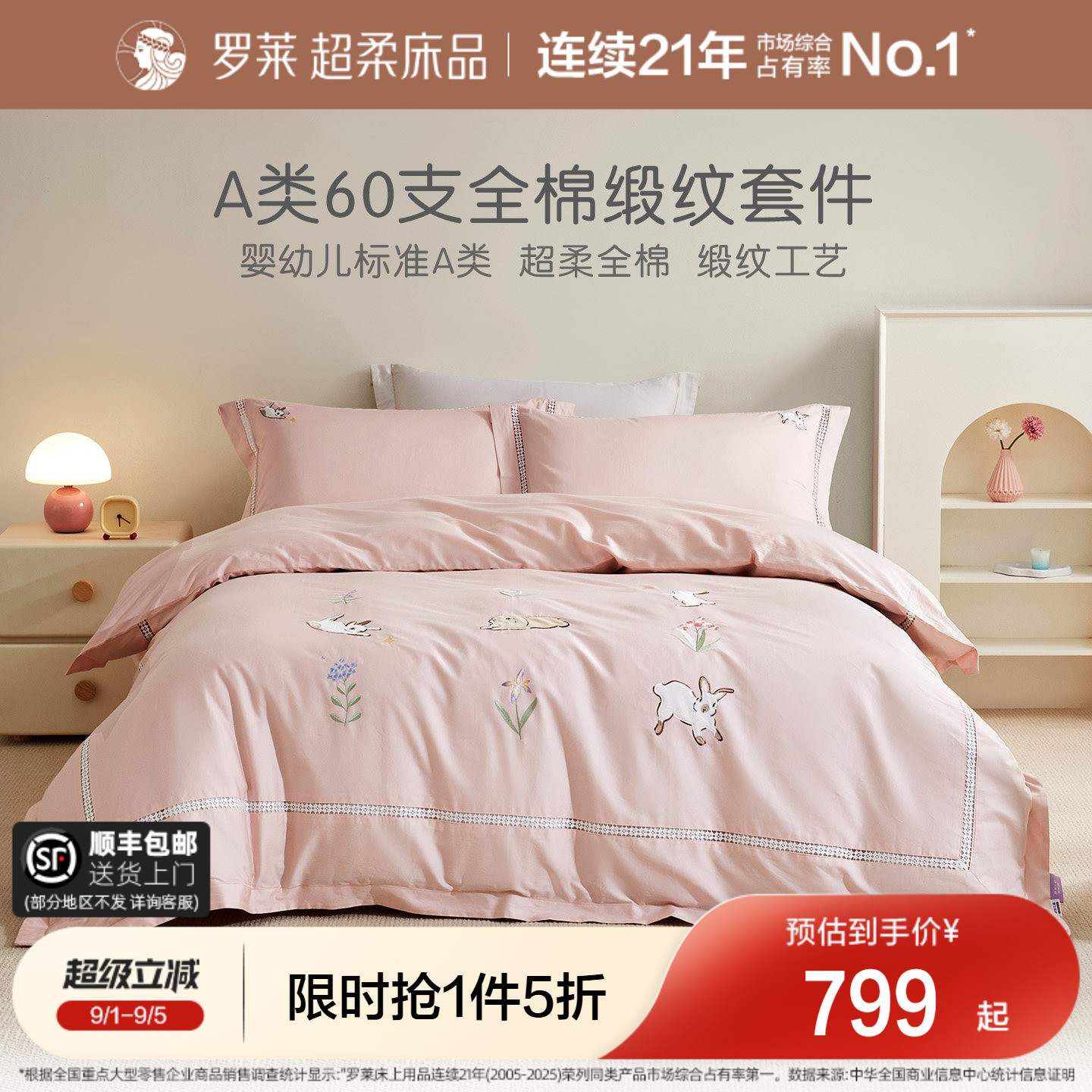 罗莱全棉四件套学生宿舍儿童图片